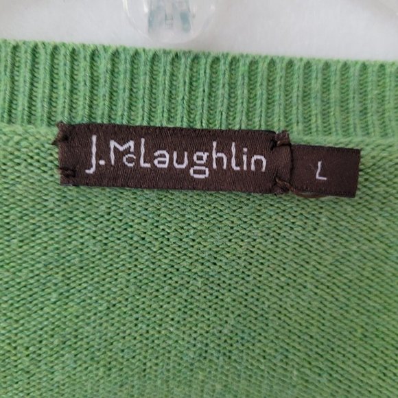 J McLaughlin Sweater Men‎ L Long Sleeve V-Neck Classic Office Teacher Green - Picture 4 of 12